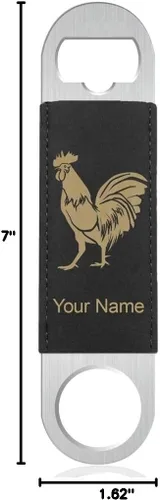 Vista 5 de LaserGram Abrebotellas, gallo, grabado personalizado incluido (cuero sintético, negro y dorado)