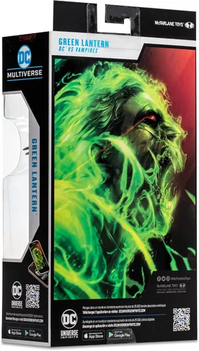 Vista 11 de DC Multiverse vs Vampires - Figura de acción exclusiva de 7 pulgadas, etiqueta dorada de linterna verde vampiro