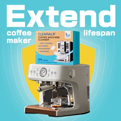 Vista 3 de CLEARALIF Limpiador de cafetera descalcificada, 24 unidades, sin perfume, tabletas limpiadoras para máquinas de café funciona con todas las cafeteras