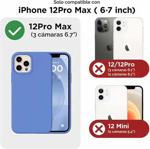 Vista 9 de Funda para iPhone 12 Pro Max, [2 protectores de cámara + 2 protectores de pantalla], funda protectora de silicona de cuerpo completo a prueba