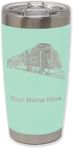 Vista 35 de LaserGram Vaso aislado al vacío de 20 onzas, tren de carga, grabado personalizado incluido (negro)