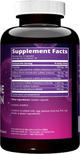 Vista 3 de MRM - Glucosamina Condroitina MSM 90 Cápsulas