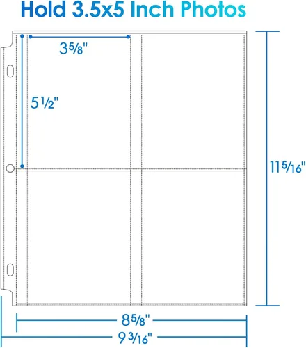 Vista 2 de MaxGear Paquete de 30 fundas de fotos de 3.5 x 5 para carpeta de 3 anillos (240 imágenes), protectores de páginas de archivo de alta resistencia