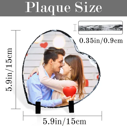 Vista 3 de Marco de piedra personalizado para fotos personalizadas, marcos de placa de pizarra de roca, regalos personalizados para bodas, familiares, mascotas