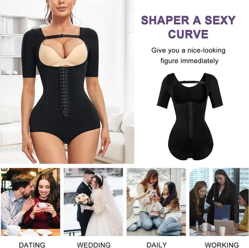 Vista 7 de MERYOSZ Entrenador de cintura para mujer, control de abdomen, tanga moldeadora de brazos, corsé moldeador de fajas moldeadoras de busto abierto