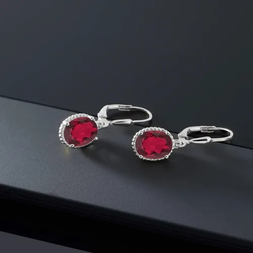Vista 161 de Gem Stone King Aretes colgantes de gota para mujer, plata de ley 925, piedra natal ovalada de 0.354 x 0.276 in, joyería fina, regalos para ella