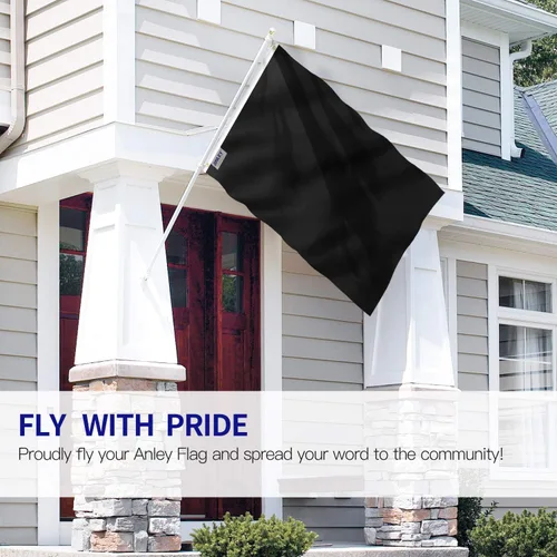 Vista 2 de Bandera ANLEY cuadriculada de color sólido, Negro