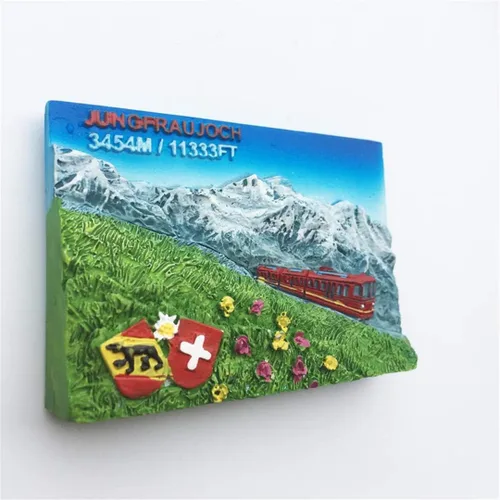 Vista 2 de Jungfrau Suiza 3D Nevera Imán Resina Artesanía Artesanía Artesanía Turística Viajes Ciudad Recuerdo Carta Refrigerador Pegatina