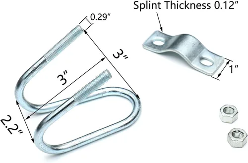 Vista 3 de 4 clips de tubo de acero galvanizado, hebilla de tubo cruzado, diámetro máximo del tubo de 1.3 pulgadas, tarjeta de 1.3 pulgadas, tubo de acero