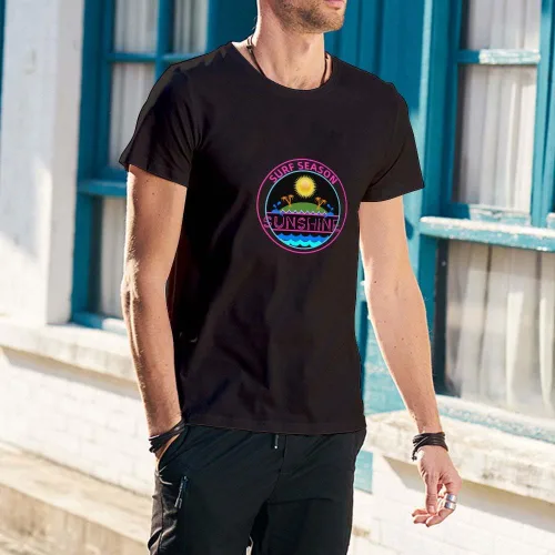 Vista 7 de Camiseta clásica para hombre, diseño de símbolos divertidos extraños, manga corta, color negro, camiseta casual de primera calidad