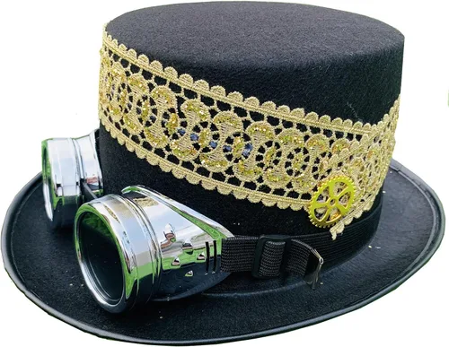 Vista 2 de Steampunk - Sombrero superior con gafas cadenas de encaje 228in