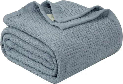 Vista 16 de Cobija TreeWool liviana de algodón, de cuidado fácil, suave, cómoda y cálida (king size, 90 x 108 pulgadas, tejido reticular)
