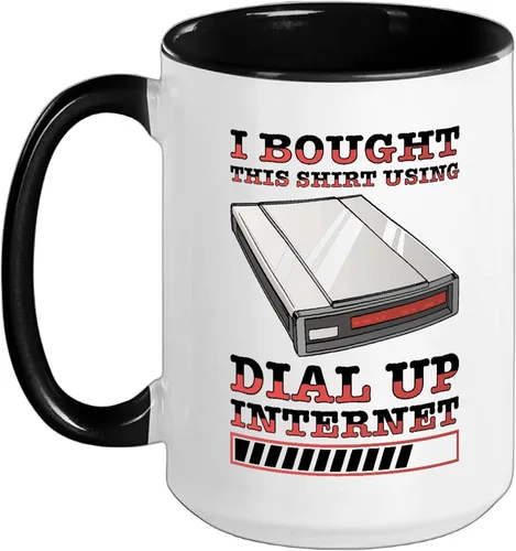 Vista 11 de 90s Nostalgia Retro 90s Dial Up Internet Vintage Ceramic Mug, Black/White