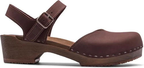 Vista 9 de Sandgrens Zuecos de madera sueca hechos a mano para mujer, sandalias de tacón bajo Zaragasso