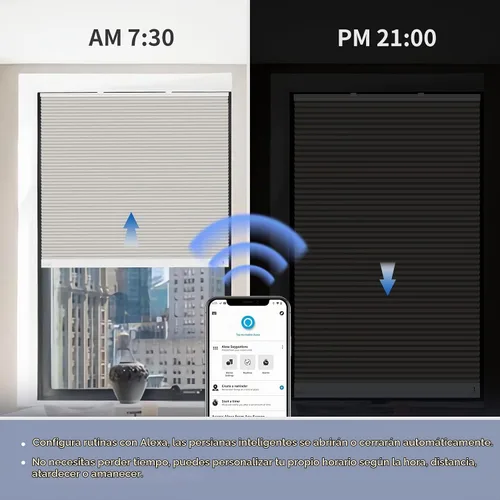 Vista 3 de THIRDREALITY ZigBee Persiana Inteligente, Cortinas de Ventana Opacas Motorizadas con Control Remoto, Persianas de Panal Inalámbricas, Ajuste