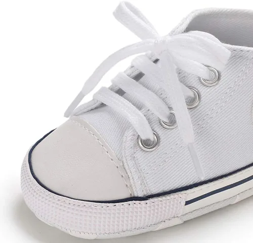 Vista 5 de Zapatos deportivos de lona para bebés y niñas con diseño de estrellas, suela antideslizante suave para recién nacidos, primeros caminantes