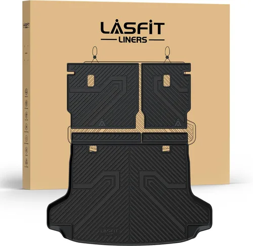 Vista 21 de LASFIT - Tapete de elastómero termoplástico para piso y maletero de automóvil, ajuste personalizado para todo tipo de clima, 1ª y 2ª fila, negro,