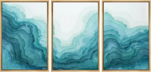Vista 46 de SIGNWIN Lienzo enmarcado para pared, vista aérea de palmeras tropicales en un cielo azul, fotografía del océano costero, arte moderno, panorámico
