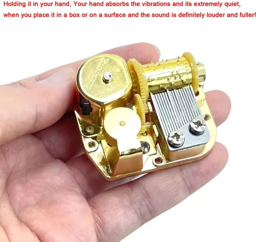 Vista 4 de Pursuestar Caja de música de cuerda con movimiento de mundo pequeño, mecanismo musical de reloj de 18 notas dorado Yunsheng para bricolaje