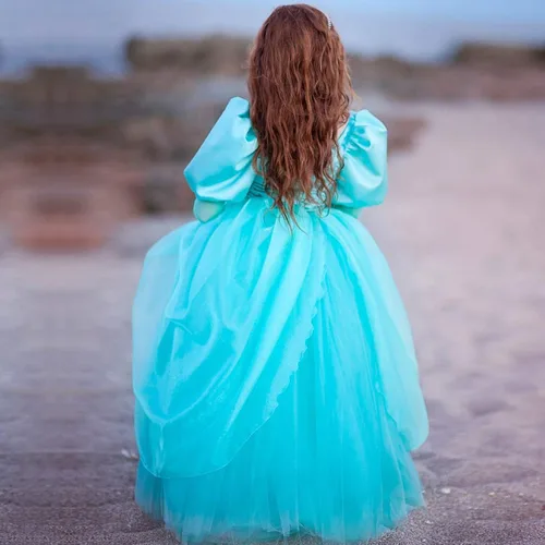Vista 5 de TYHTYM Deluxe Princess Costumes Little Girls Dress Kids Fancy Gown Cosplay Halloween Party