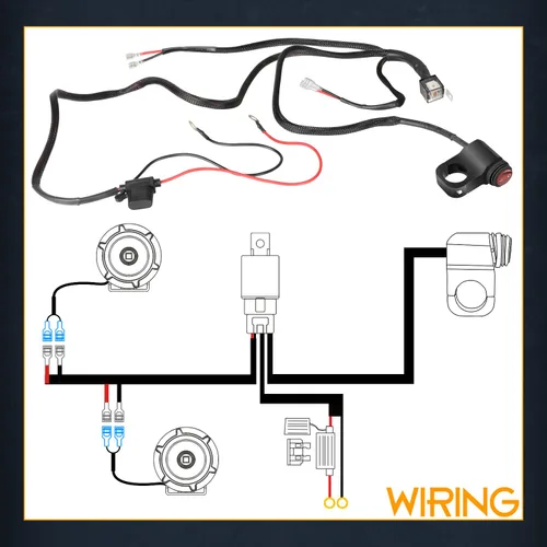 Vista 5 de Arnés de Cableado de 2 Conductores, Nirider Interruptor de Manillar de Motocicleta 12V Relé de 40A Fusible Arnés de Cableado de Nylon Kit