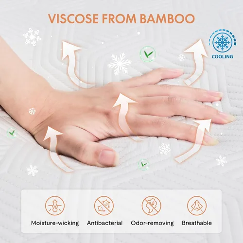 Vista 4 de FLEXISPOT Base de cama ajustable individual XL + colchón de espuma viscoelástica de gel refrescante de 12 pulgadas, masaje, inclinación de cabeza