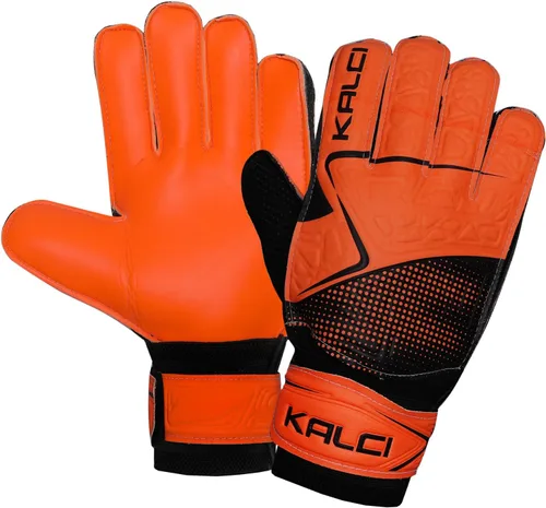 Vista 10 de Kalci Guantes de portero de fútbol para niños y jóvenes, guantes de portero para jugadores de campo para niños y niñas, en relieve, antideslizantes