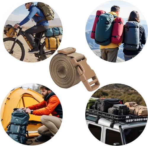 Vista 3 de XTACER Correa de accesorios para mochila, correas de equipaje, correa para saco de dormir con hebilla