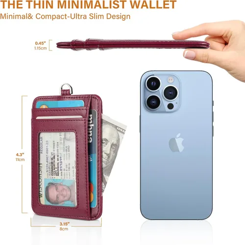 Vista 4 de Lavemi Slim RFID Blocking Card Holder Minimalist Leather Front Pocket Wallet for Women