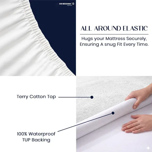 Vista 4 de SGI Bedding Protector de colchón impermeable tamaño individual de 39 x 75 pulgadas, bolsillo profundo de 15 pulgadas, suave, silencioso