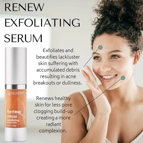 Vista 2 de RD Alchemy - Suero exfoliante natural y orgánico con ácido glicólico y ácido salicílico. El mejor exfoliante de piel para rejuvenecer y renovar