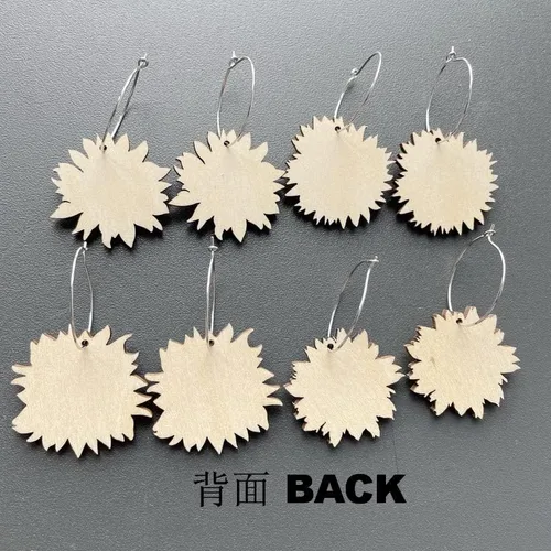 Vista 4 de Aretes colgantes con diseño de margarita de girasol amarillo y margarita con diseño de bandera estadounidense, aretes colgantes de madera