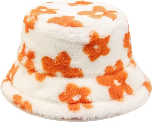 Vista 25 de Sombrero de cubo esponjoso de invierno mullido de piel peluda sombreros de pescador de piel sintética de felpa sombrero cálido para mujer