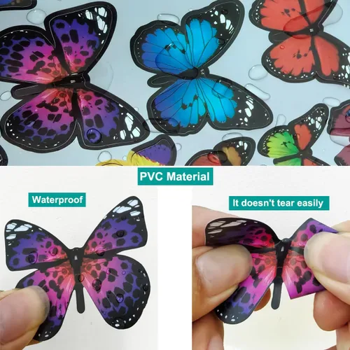 Vista 5 de 43 calcomanías de pared de mariposas 3D para decoración de murales, calcomanías removibles para la decoración del dormitorio en el hogar