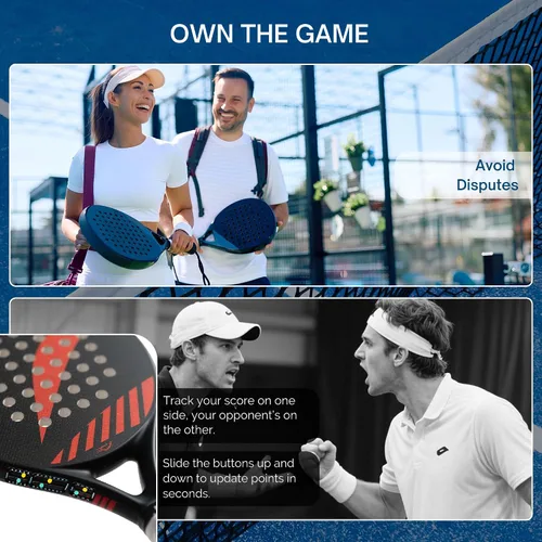 Vista 2 de Portador de puntuación de pádel y tenis para raqueta con adhesivo 3M + empuñadura perforada negra Se adapta a todas las raquetas de tenis y pádel