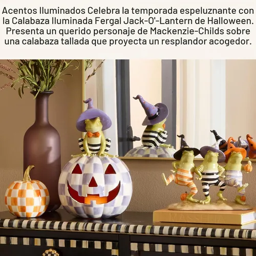 Vista 7 de MACKENZIE-CHILDS Fergal iluminado de Halloween Jack-O'-Lantern Halloween Fergal