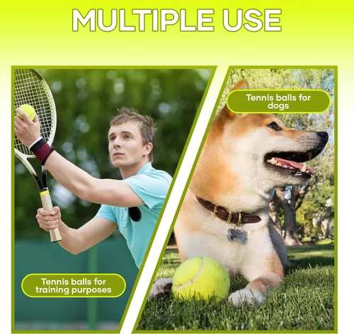 Vista 4 de Paquete de 38 pelotas de tenis a granel para entrenamiento de tenis, juguetes para mascotas, entrenador, juego en interiores y exteriores, pelotas