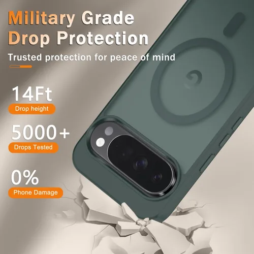 Vista 712 de Funda para Google Pixel 10 Pro XL, cubierta magnética mate, color negro Fit for MagSafe, Screen Protector included, Shockproof Military Grade