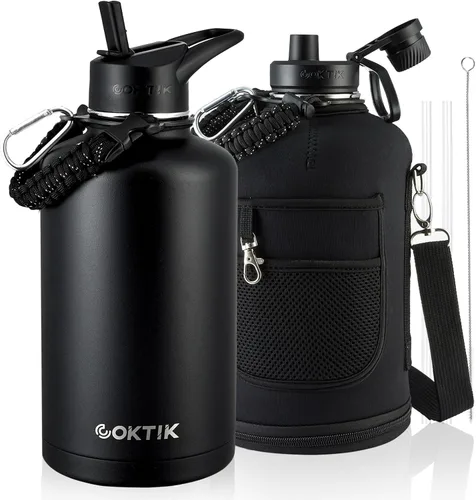 Vista 36 de COKTIK Botella de agua deportiva de 22 onzas, botella de agua de acero inoxidable para aislamiento térmico, botella de viaje reutilizable