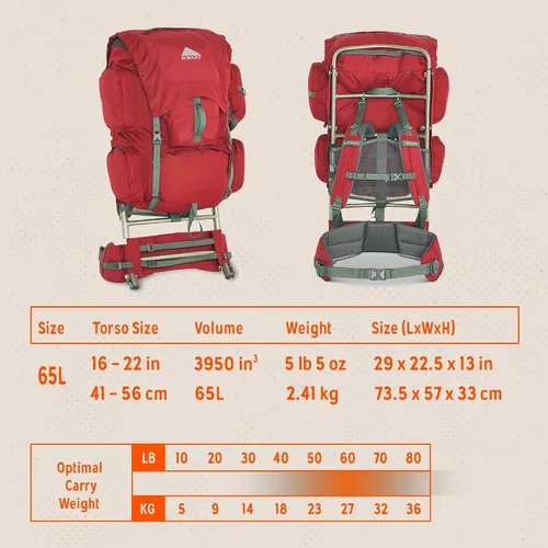 Vista 4 de Kelty Mochila Trekker 65, color rojo granate