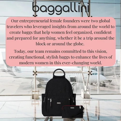 Vista 68 de Baggallini Mochila todo el día para mujer con pulsera de teléfono RFID, Negro, talla única