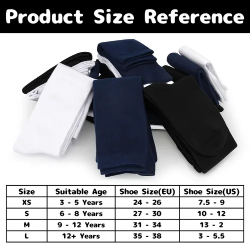 Vista 6 de Olreco Calcetines altos hasta la rodilla para niñas, calcetines de uniforme para niñas, calcetines largos de algodón para niñas, calcetines