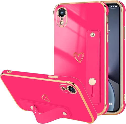 Vista 91 de LLZ.COQUE Funda compatible con iPhone 12 para mujeres y niñas, parachoques chapado de lujo con bonito diseño de corazón de amor, soporte de correa