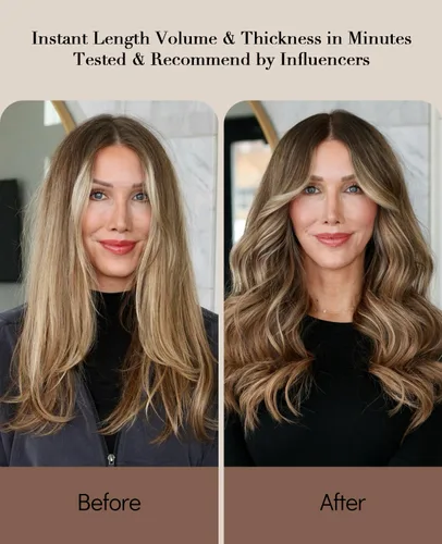 Vista 69 de VINBAO Extensiones de cabello humano con clip, balayage, color marrón ceniza a rubio caramelo, 14 pulgadas, 6 unidades, 3.53 onzas, 6
