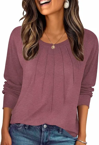 Vista 15 de Zeagoo Blusas de otoño para mujer, camisas de manga larga, blusas casuales de algodón, blusas plisadas elegantes 2025