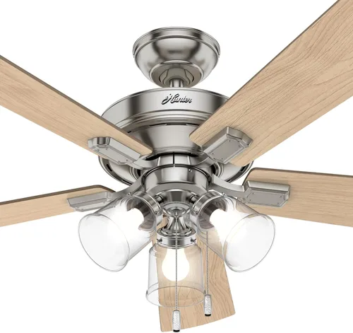 Vista 9 de Hunter - Ventilador de techo de interior de 52 pulgadas con luces LED y cadena de tracción, ventilador de techo de montaje estándar, 5 cuchillas
