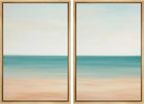 Vista 89 de Ashbrook - Set de arte de pared en lienzo enmarcado, tonos orgánicos de la tierra en beige y marrón con ilustraciones de trazos circulares, arte
