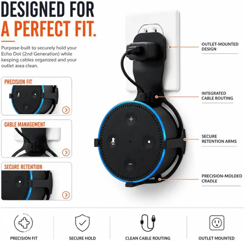 Vista 4 de Xtreme - Soporte de pared para el Echo Dot, soporte de toma de pared