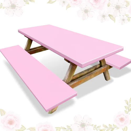 Vista 14 de Funda de mantel ajustable de 3 piezas para mesa de pícnic y bancos, para mesa de 6 pies, 30 x 72 pulgadas, vinilo con bordes elásticos ajustables