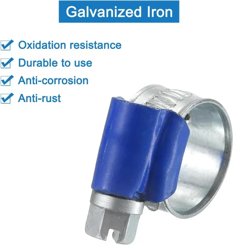 Vista 4 de uxcell Abrazaderas de manguera de engranaje helicoidal, ajustable de 5/16 a 9/16 pulgadas (0.315-0.551 in) de rango de metal para tubería